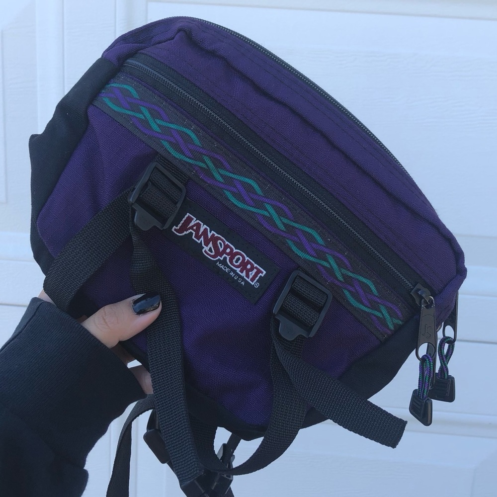 Vintage JanSport Fanny Waist Pack Bag Dual Bottle Black Travel